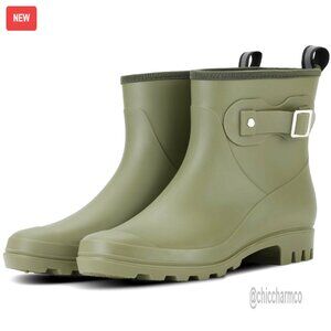 Waterproof Ankle Rain Boots Women's Rubber Chelsea Boots Lightweight Anti-Slip